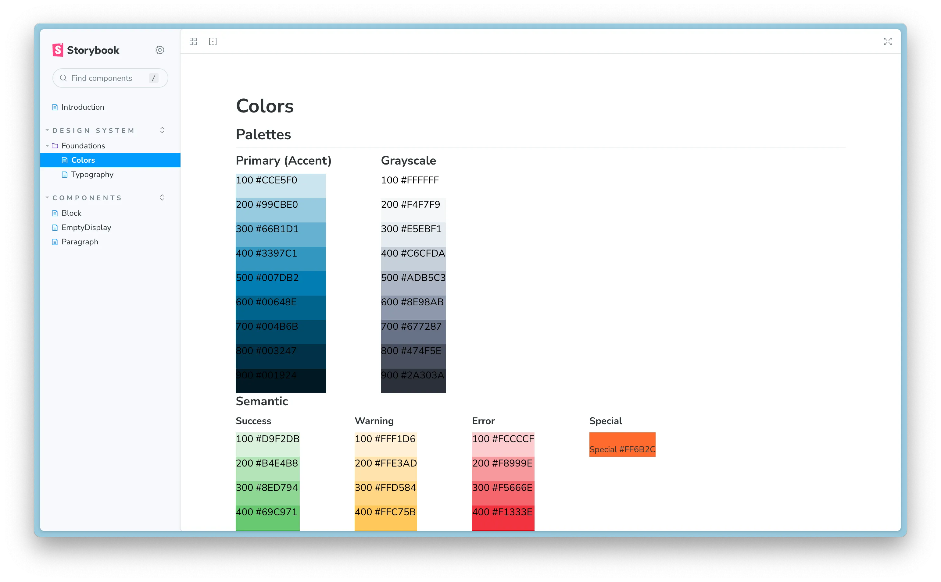 Storybook showing the skeleton for Clear Labs component library