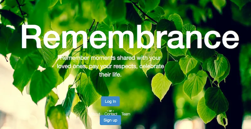 Screenshot of Remembrance app
